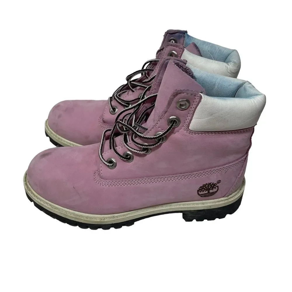 Timberland Pink & White Classic Leather Boots